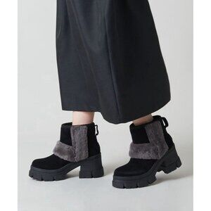 UGG Brooklyn Sunburst Platform Boots Womens US 9 Black Suede $200 NEW